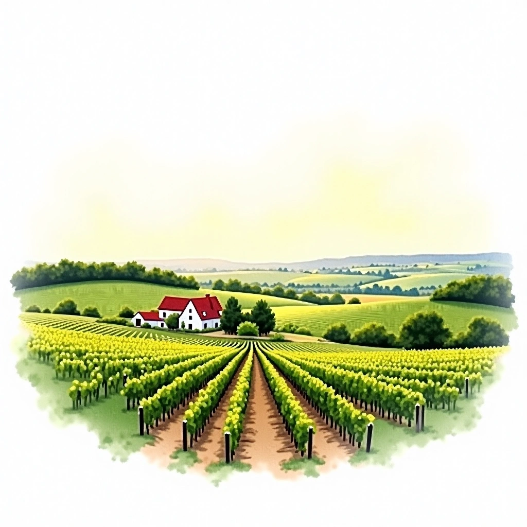 Illinois wine region — watercolor illustration