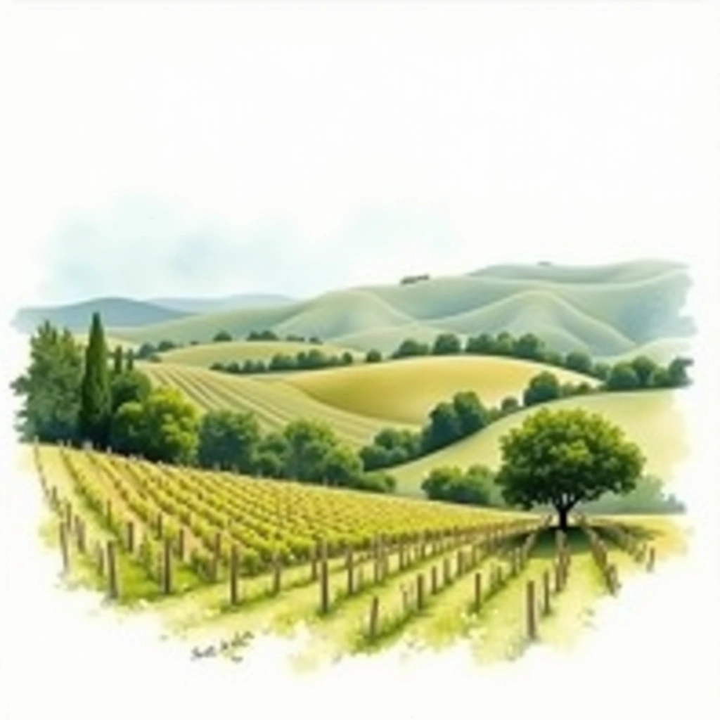 Irpinia wine region — watercolor illustration