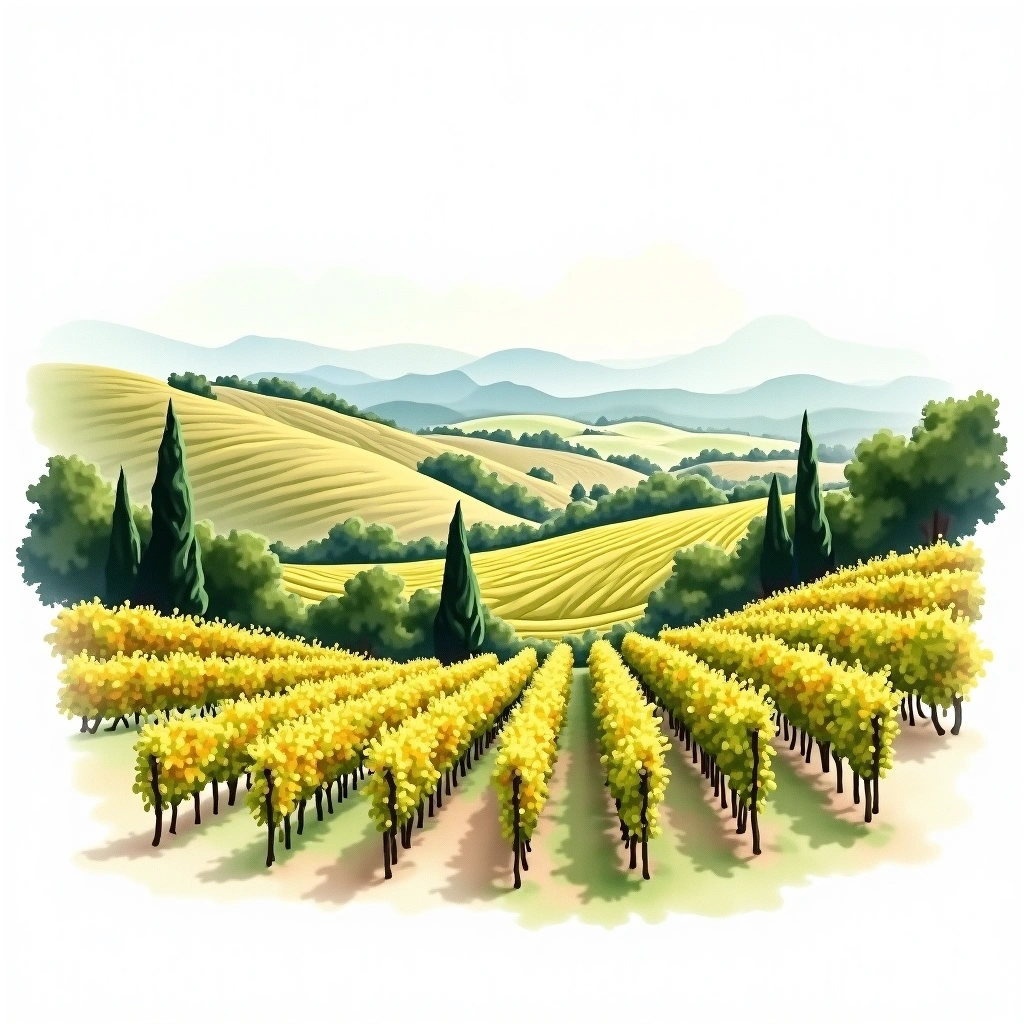 Islas Baleares wine region — watercolor illustration