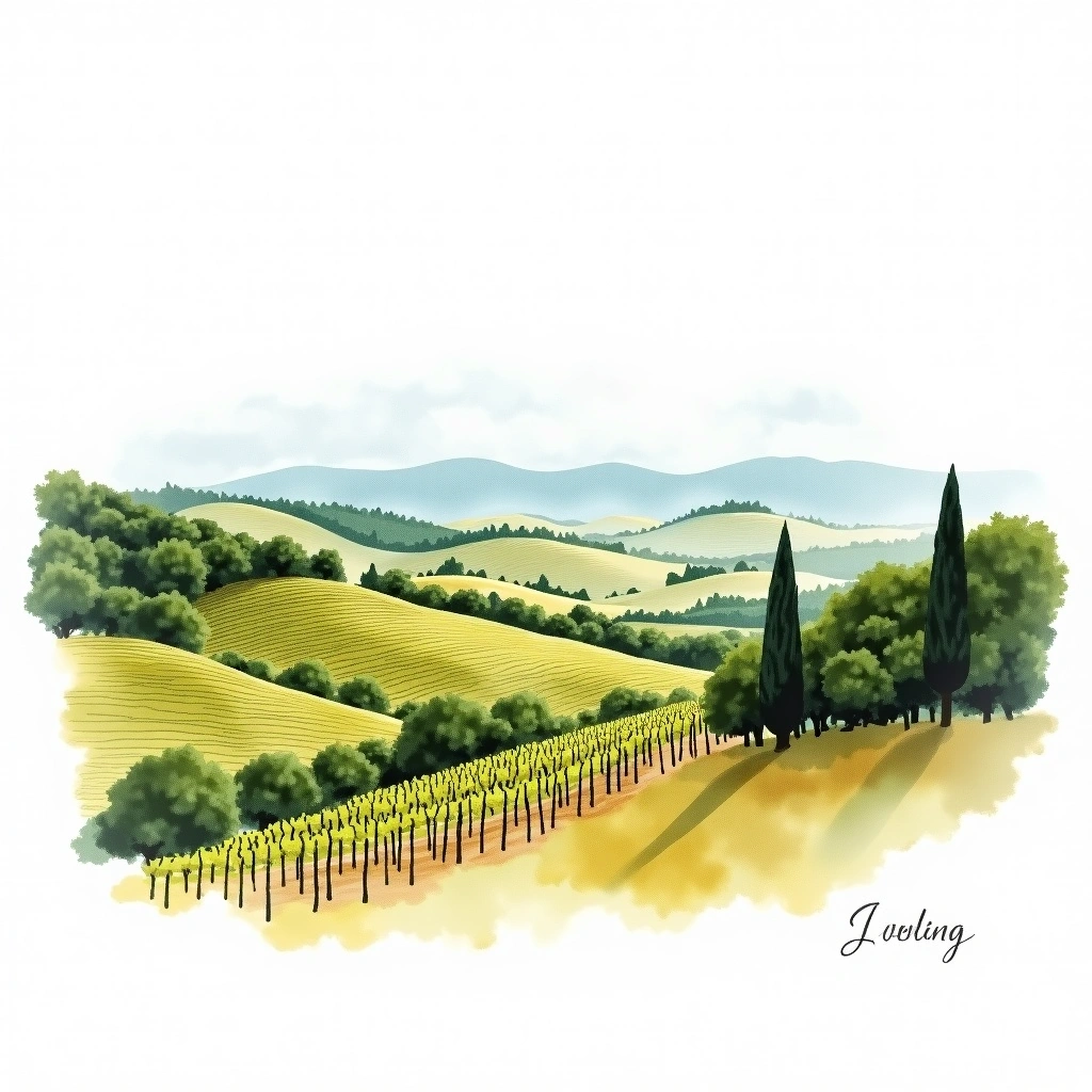 Isola dei Nuraghi wine region — watercolor illustration