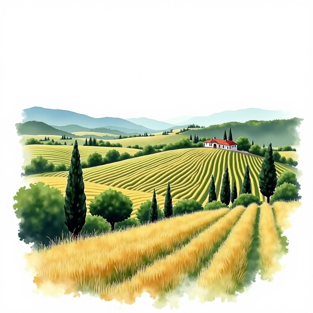 Istria wine region — watercolor illustration