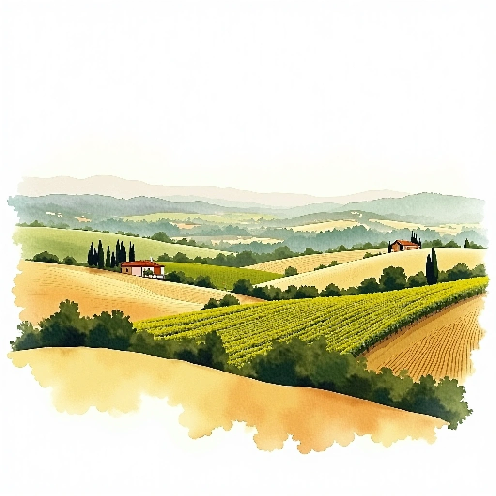 Jerez-Xérès-Sherry wine region — watercolor illustration