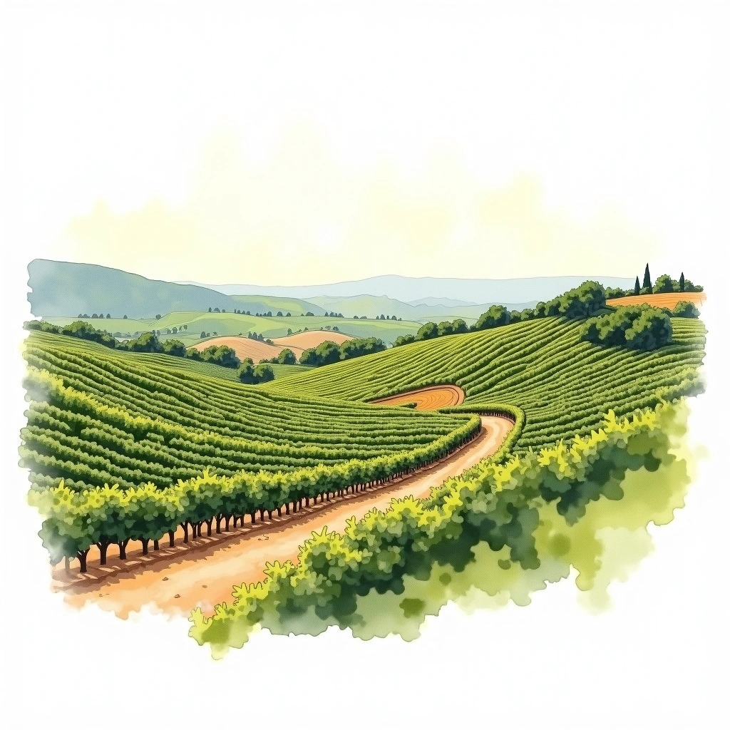 Judean Hills wine region — watercolor illustration