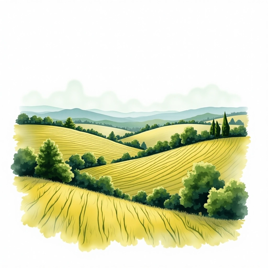 Jurançon wine region — watercolor illustration