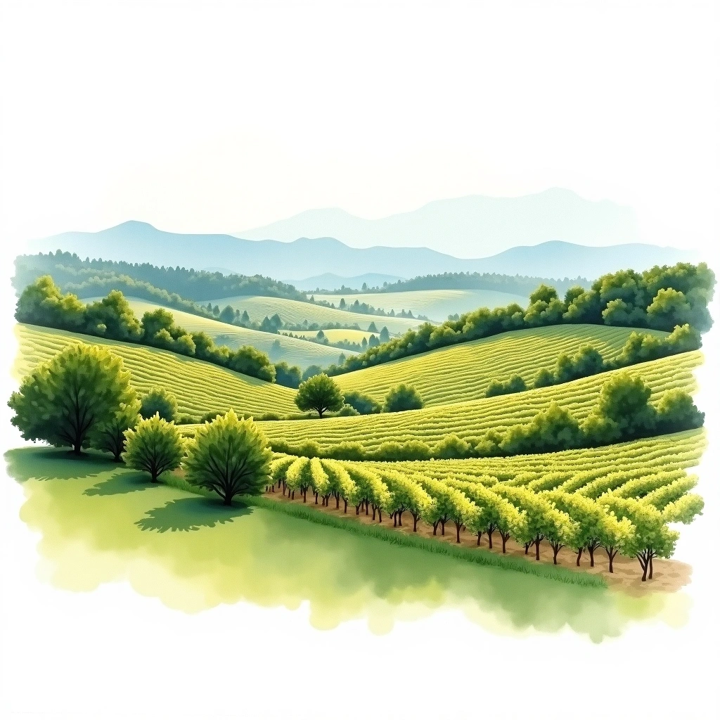 Kamptal wine region — watercolor illustration