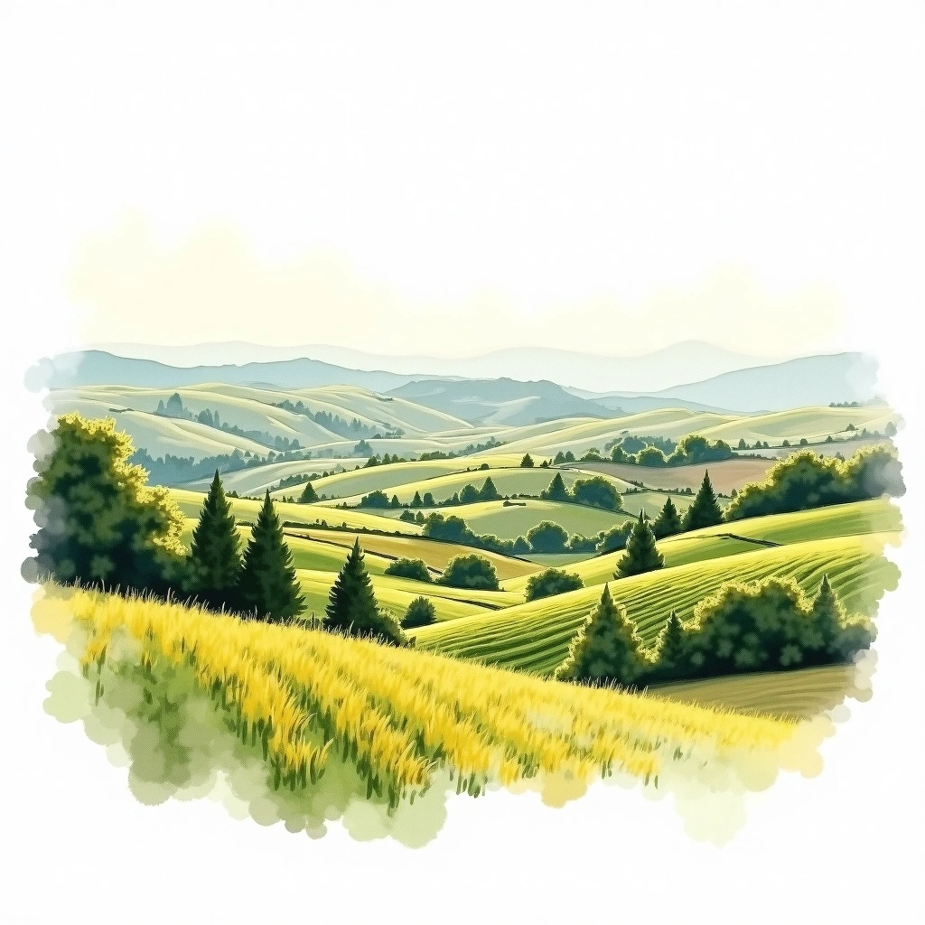Krakow wine region — watercolor illustration