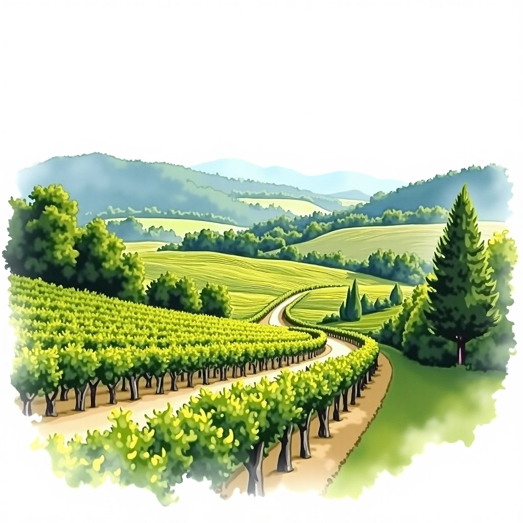 Kremstal wine region — watercolor illustration