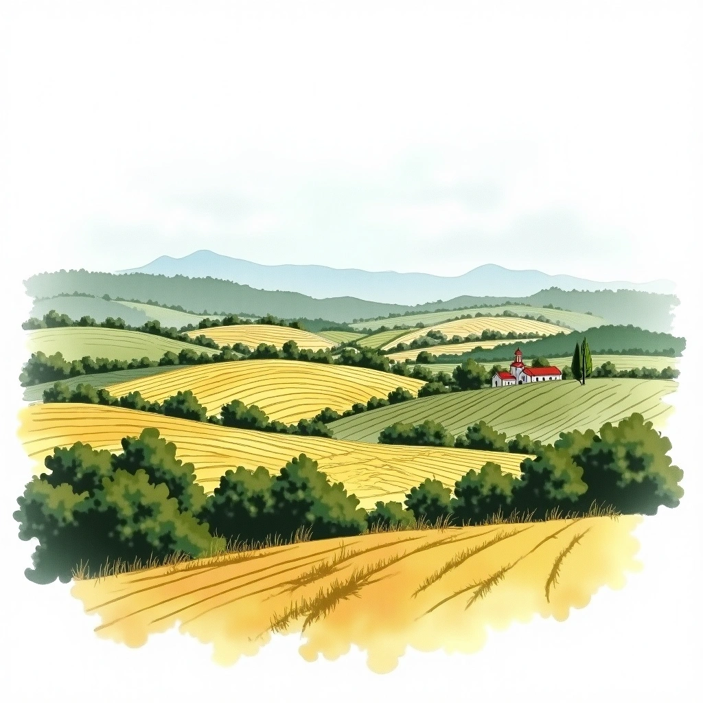 La Clape wine region — watercolor illustration