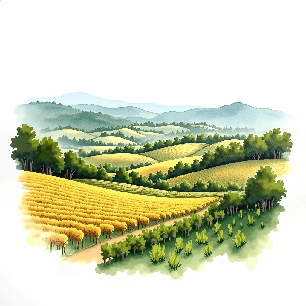La Côte wine region — watercolor illustration