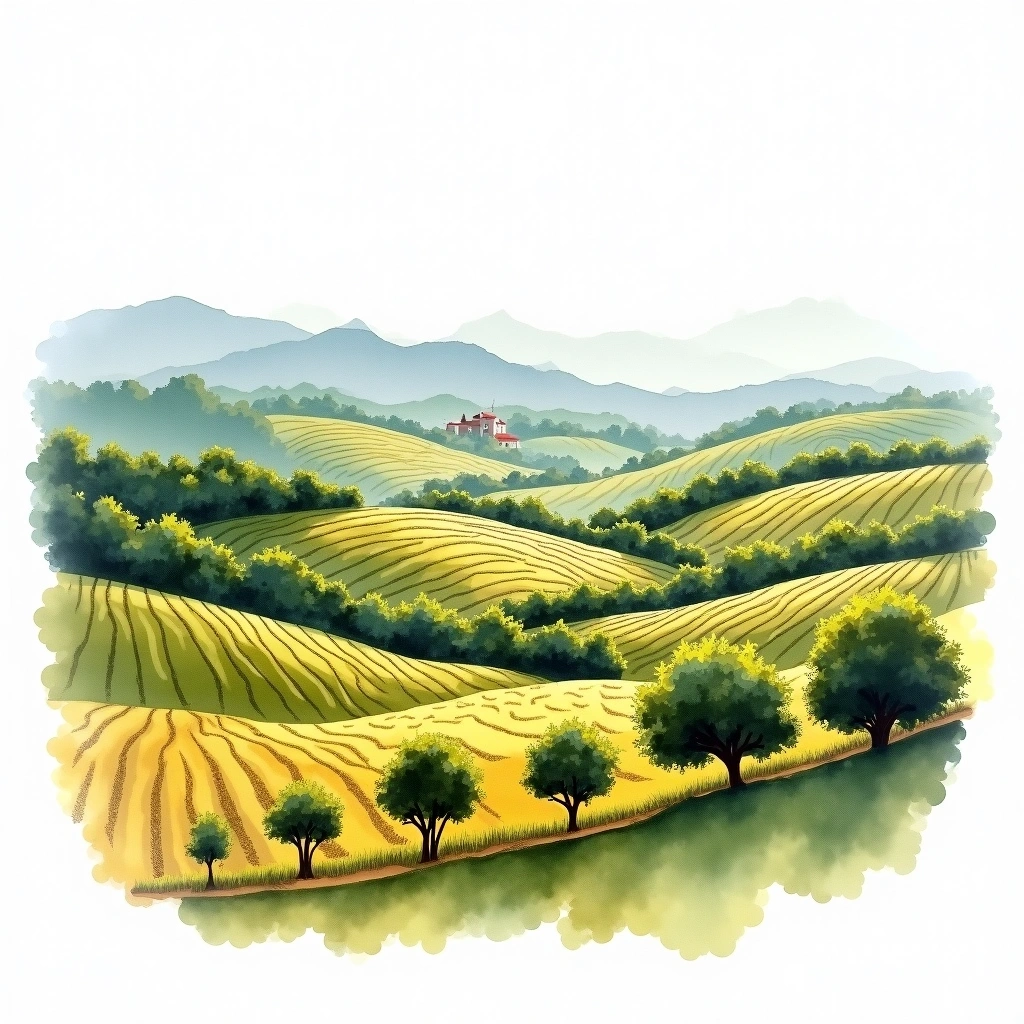 La Rioja wine region — watercolor illustration