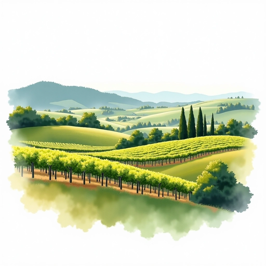 Ladoix wine region — watercolor illustration