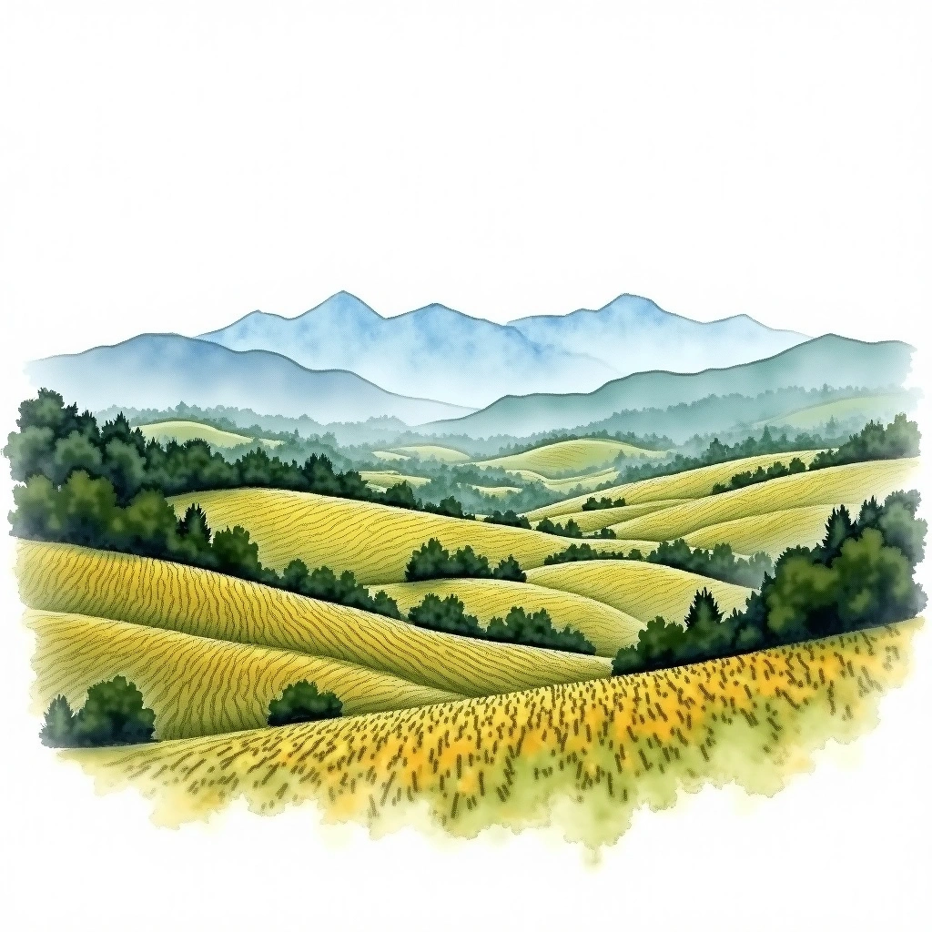 Lake Chelan wine region — watercolor illustration