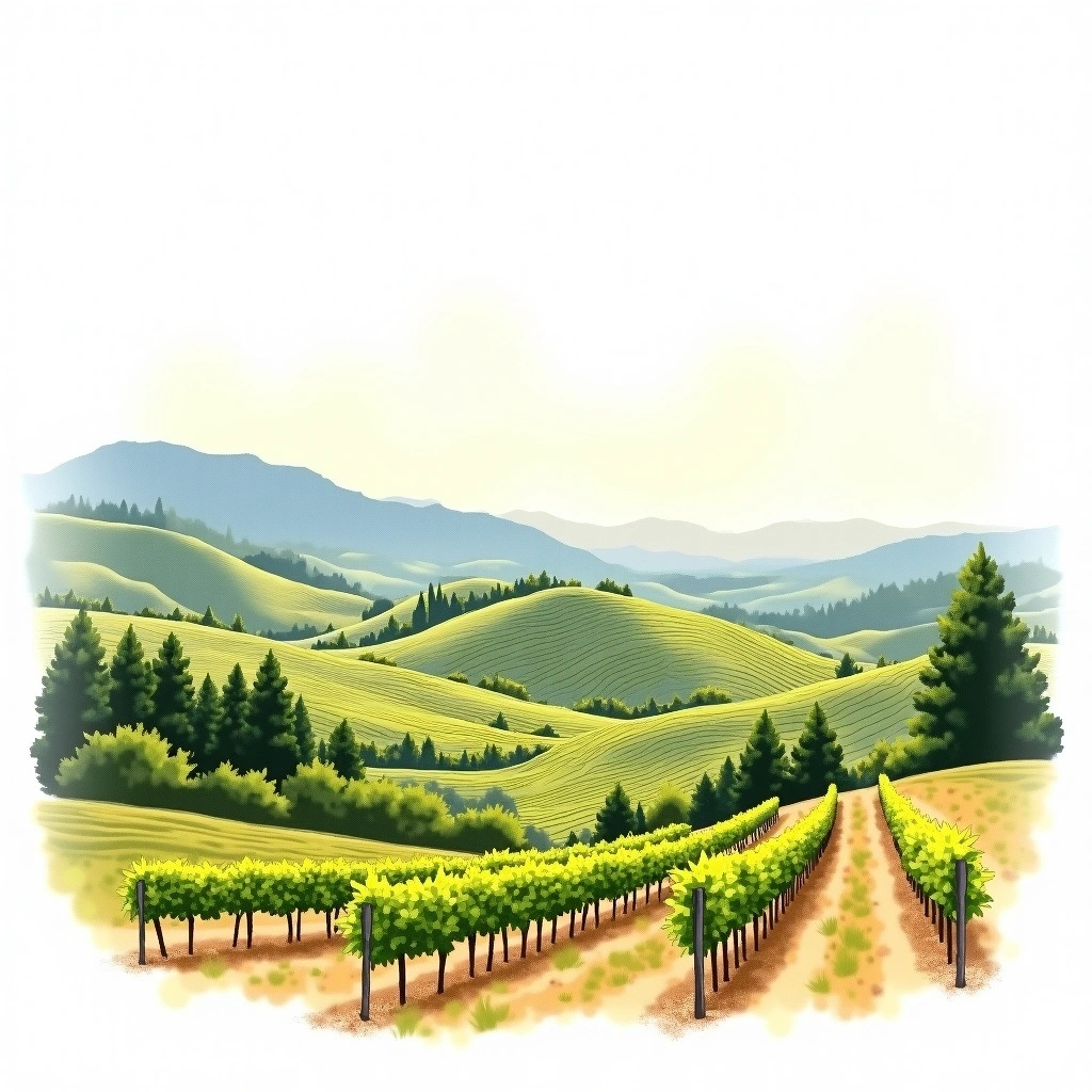 Lake County wine region — watercolor illustration