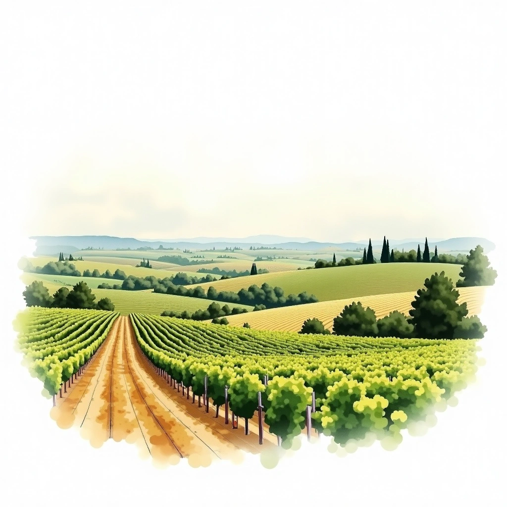 Lalande-de-Pomerol wine region — watercolor illustration