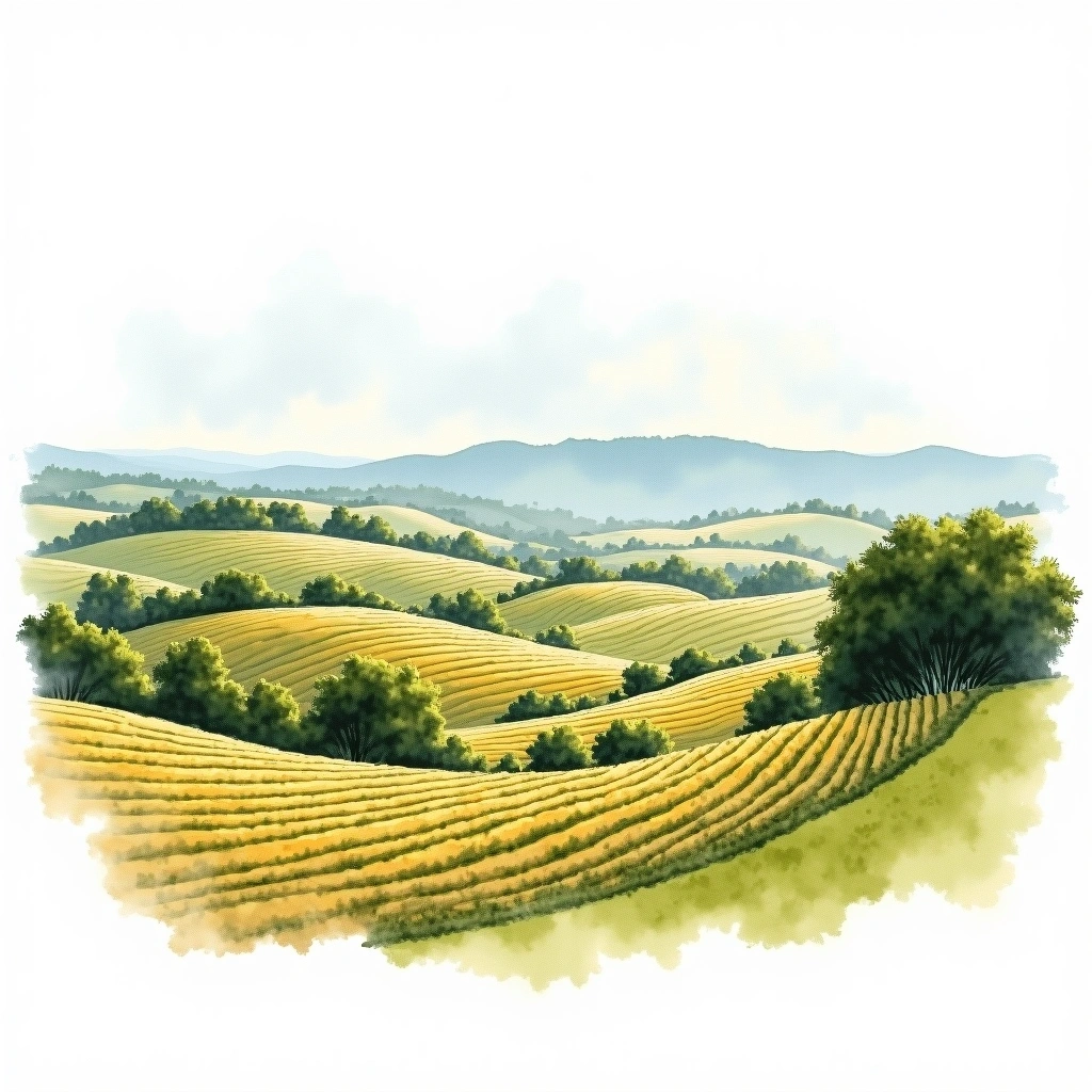 Langhorne Creek wine region — watercolor illustration
