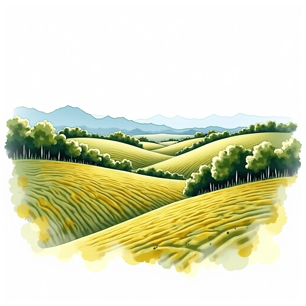 Languedoc-Roussillon wine region — watercolor illustration