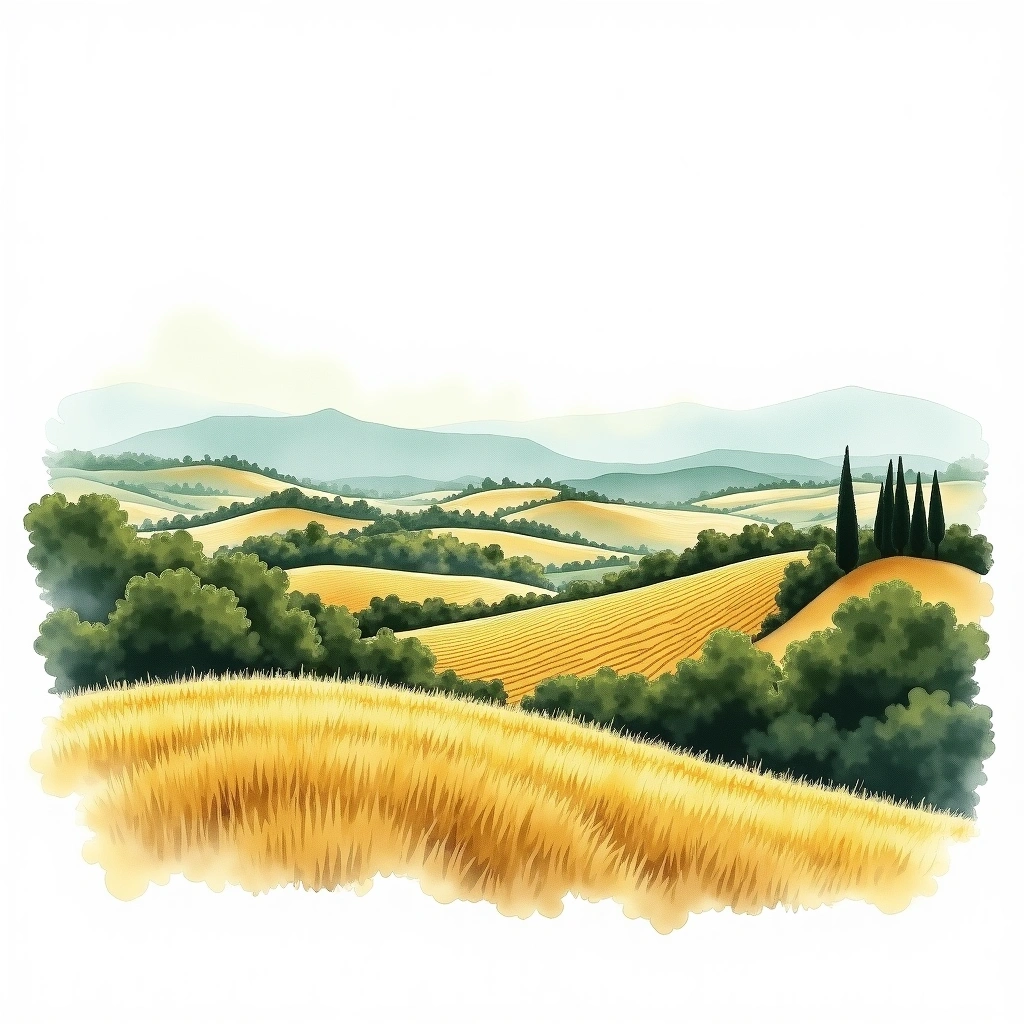 Languedoc wine region — watercolor illustration