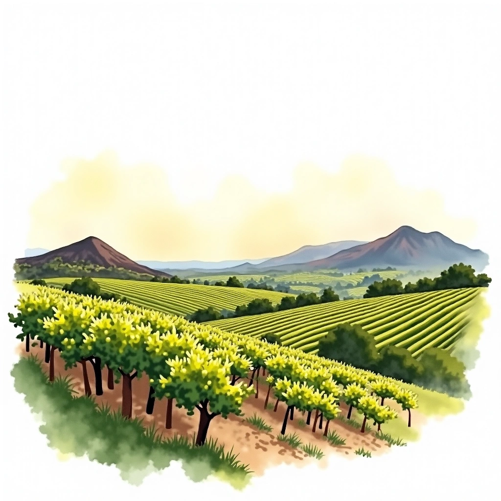 Lanzarote wine region — watercolor illustration