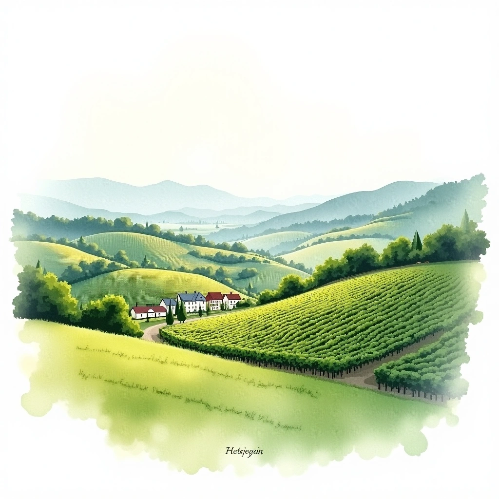 Lavaux wine region — watercolor illustration