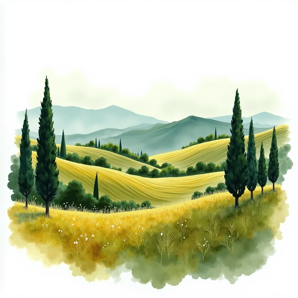 Lazio wine region — watercolor illustration