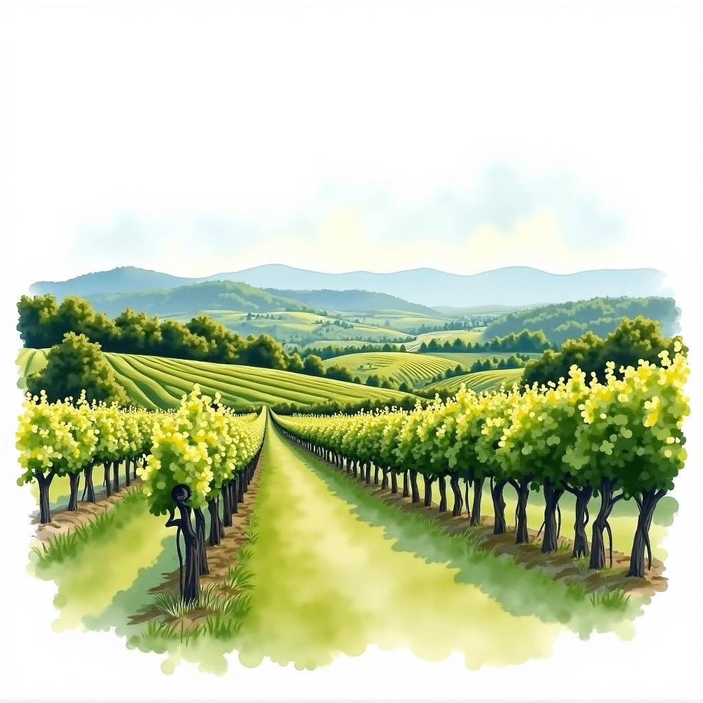 Leelanau Peninsula wine region — watercolor illustration