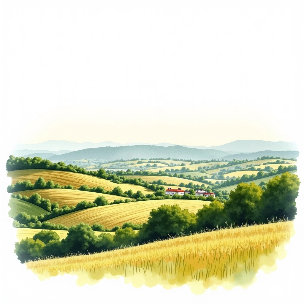 Leiwen wine region — watercolor illustration