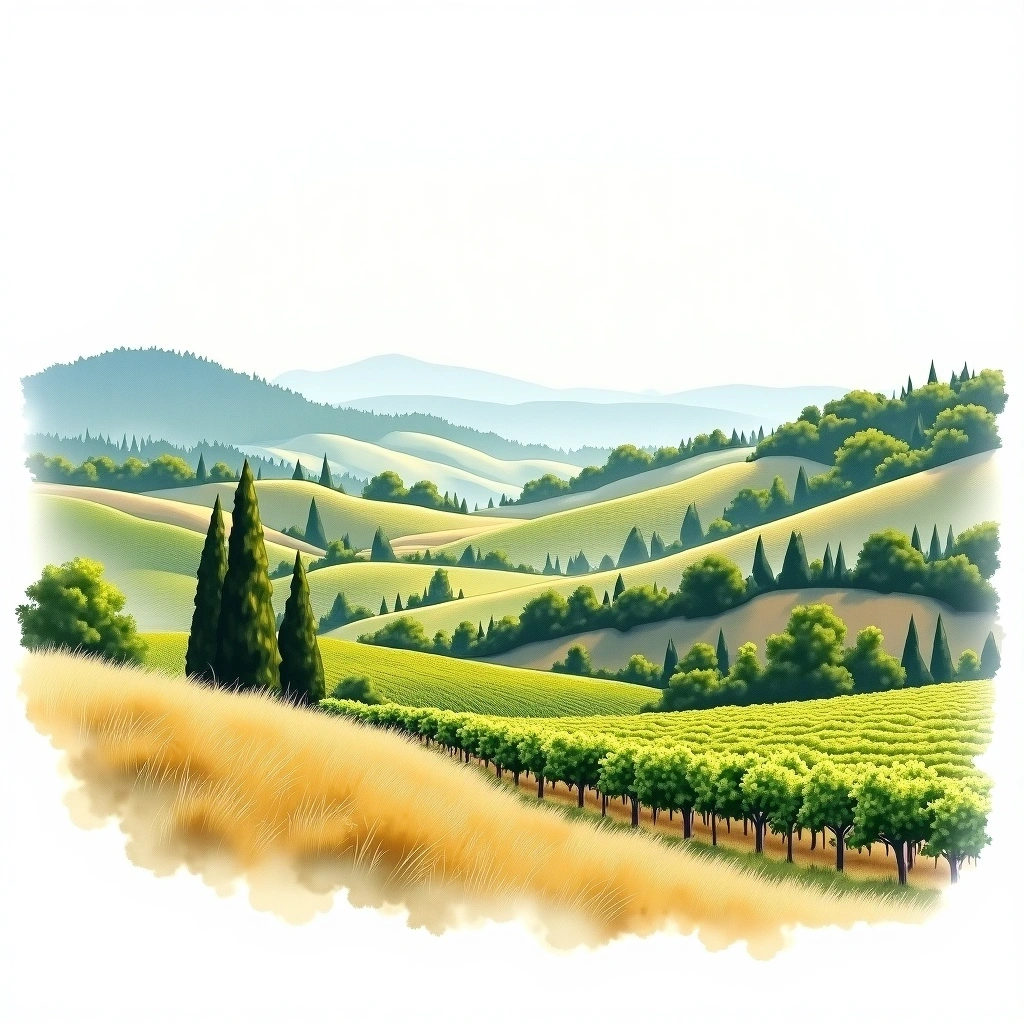 Liguria wine region — watercolor illustration