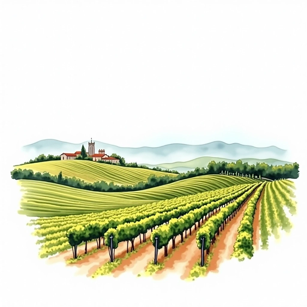 Limoux wine region — watercolor illustration