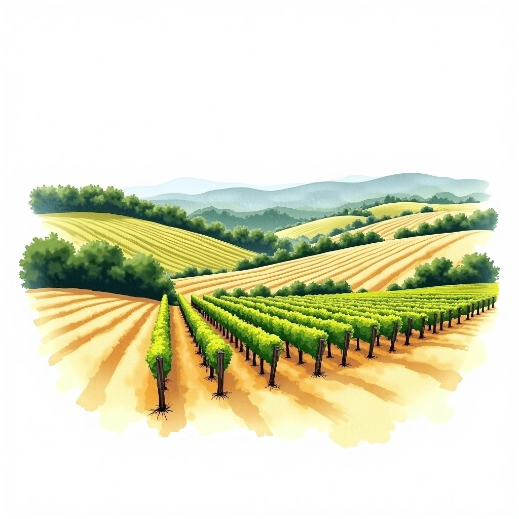 Listrac-Médoc wine region — watercolor illustration