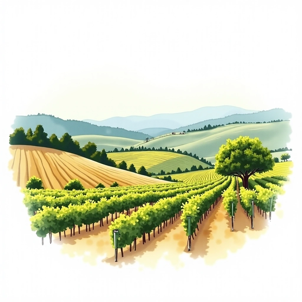 Livermore Valley wine region — watercolor illustration