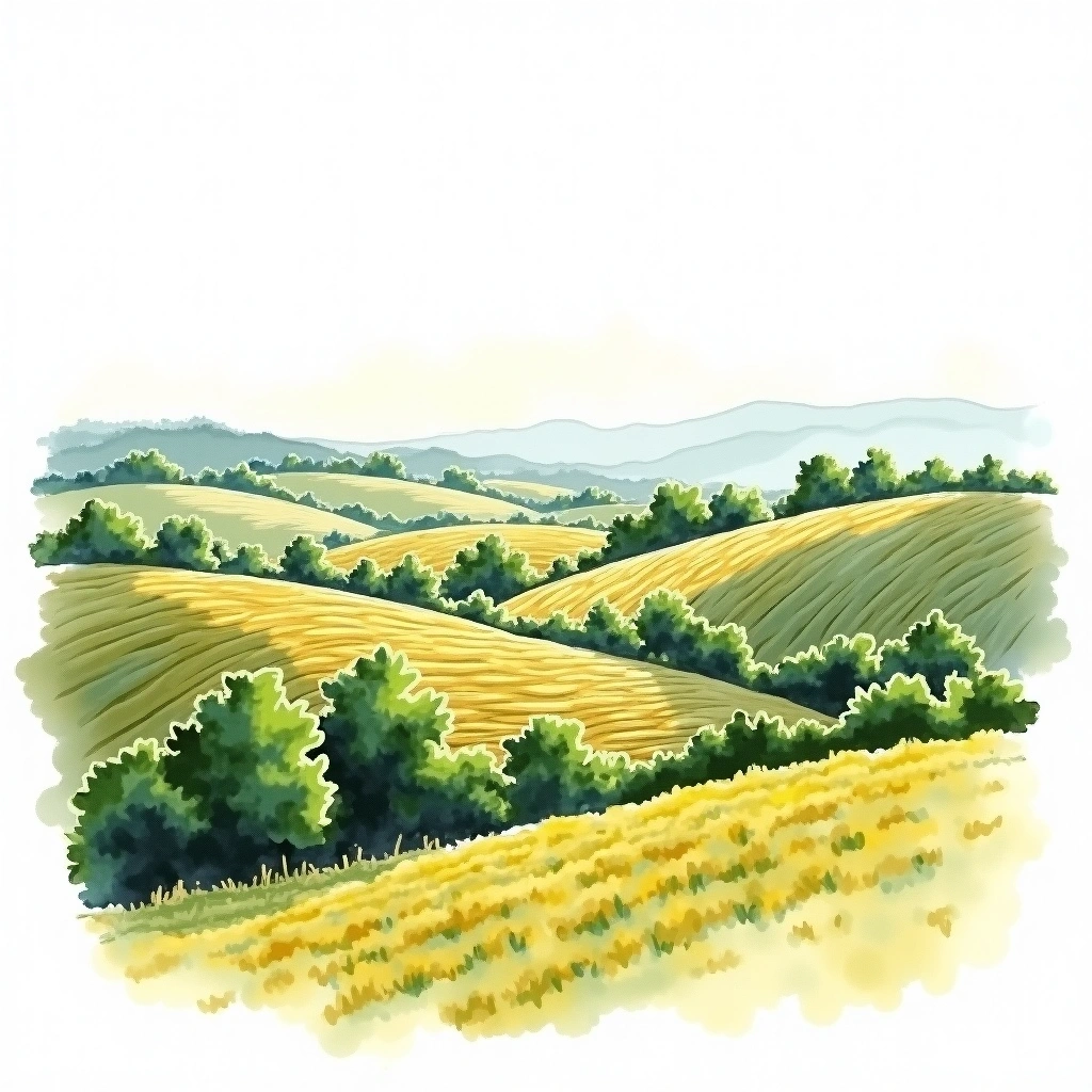 Loire Valley wine region — watercolor illustration
