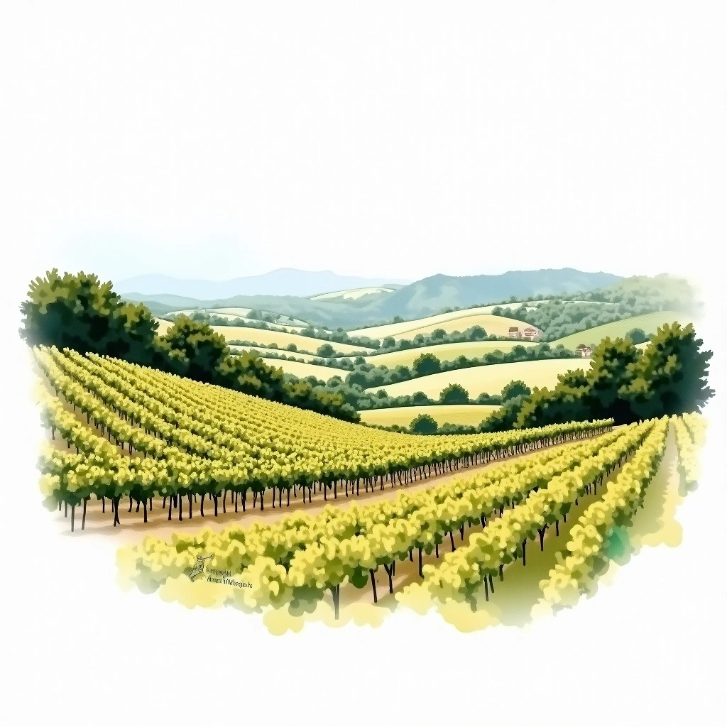 Loncomilla Valley wine region — watercolor illustration