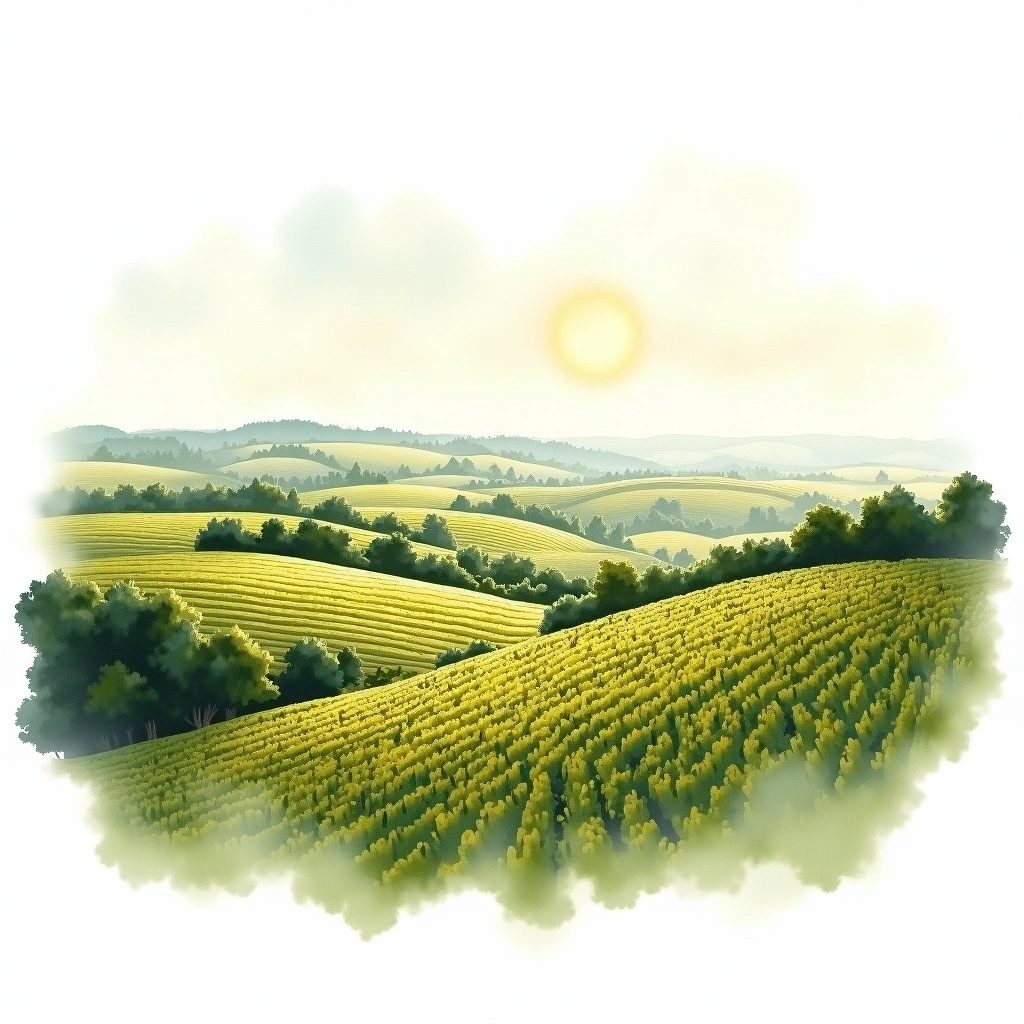 Long Island wine region — watercolor illustration