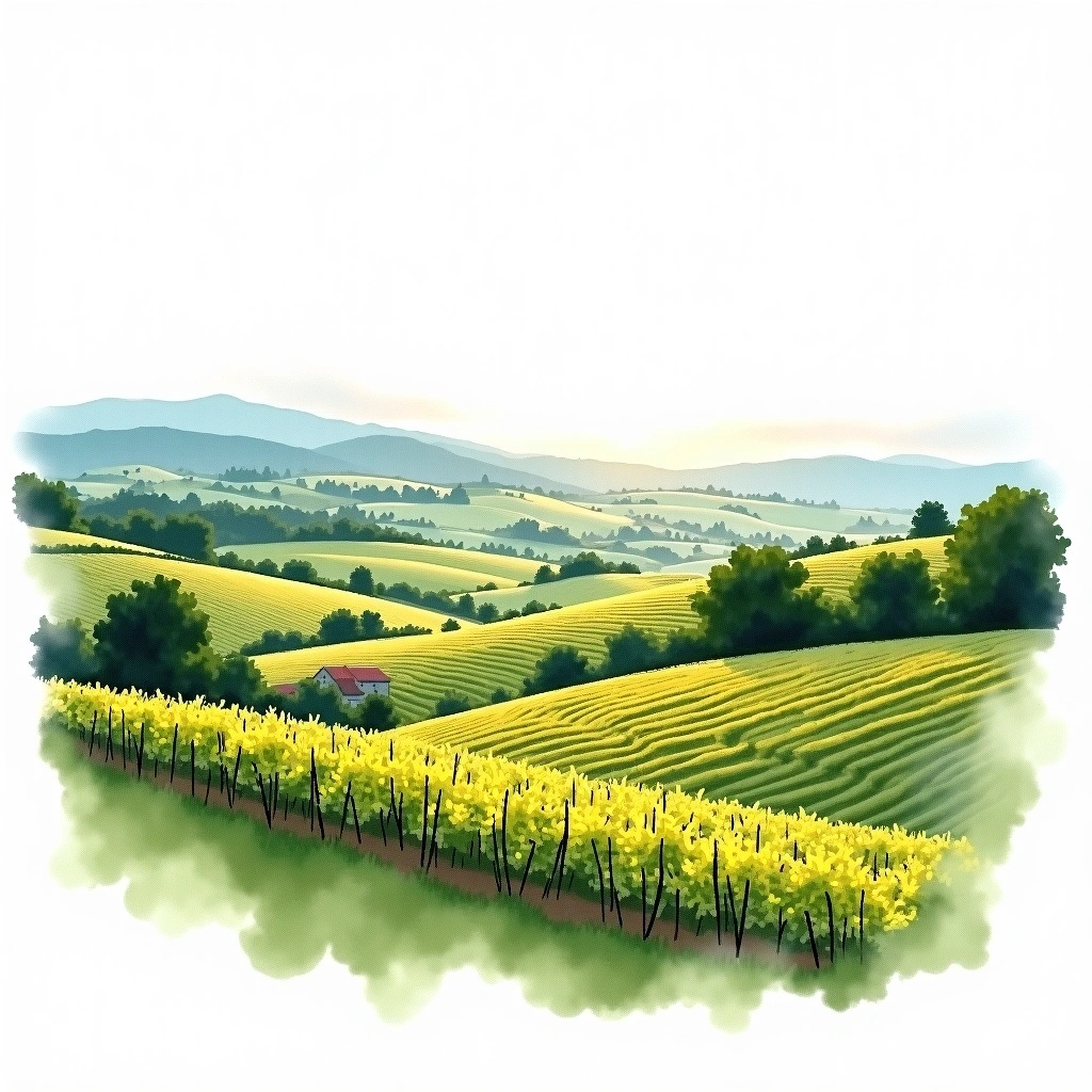 Lontue Valley wine region — watercolor illustration