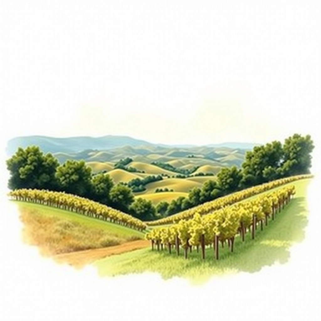 Los Carneros wine region — watercolor illustration