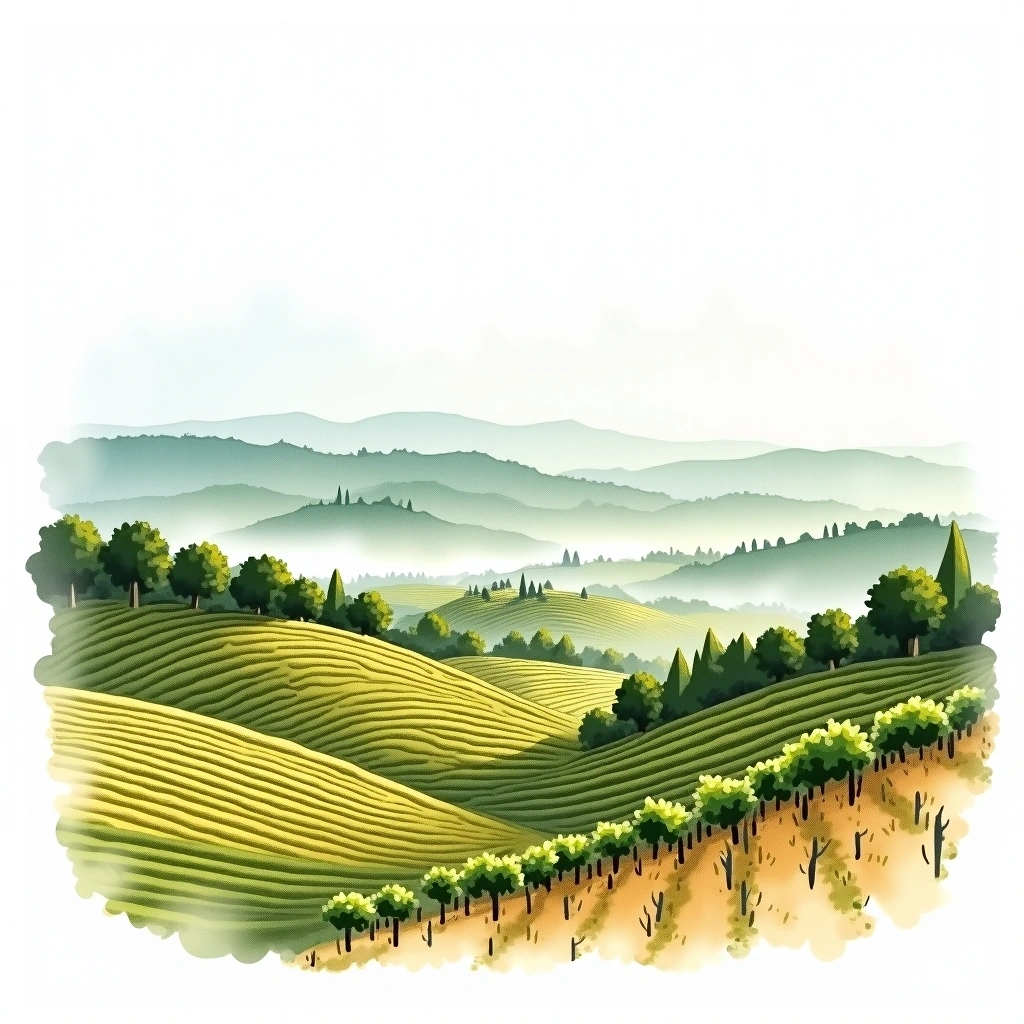 Lugana wine region — watercolor illustration