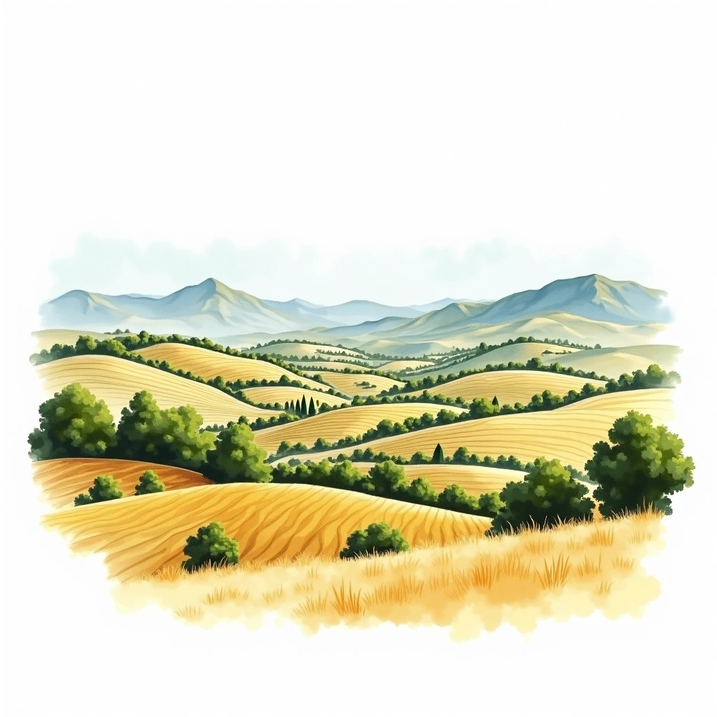 Lujan de Cuyo wine region — watercolor illustration