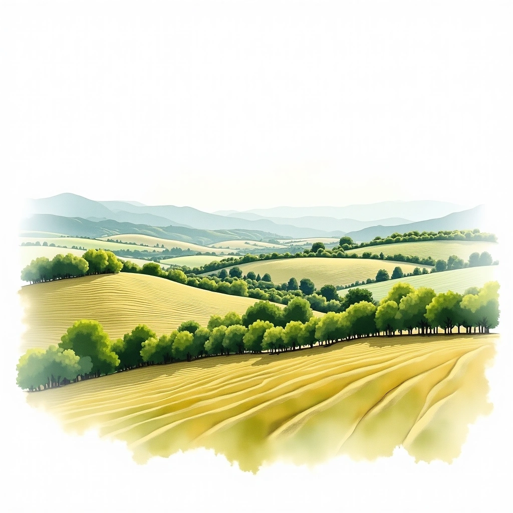Lussac-Saint-Émilion wine region — watercolor illustration