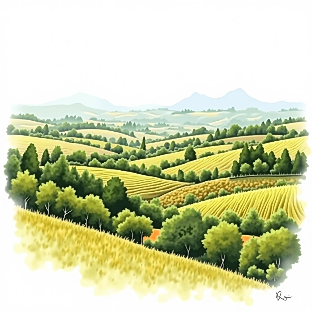 Mâcon-Villages wine region — watercolor illustration