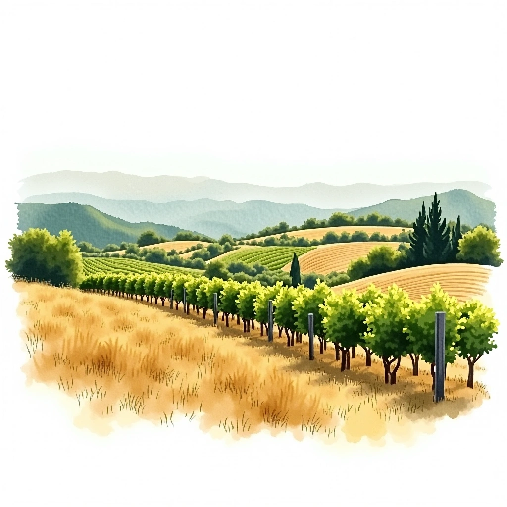 Madera wine region — watercolor illustration
