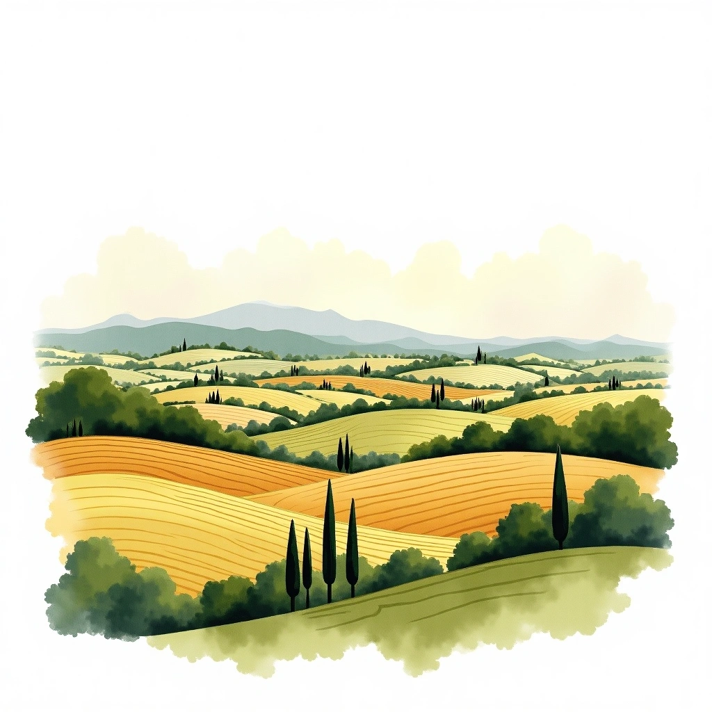 Madiran wine region — watercolor illustration