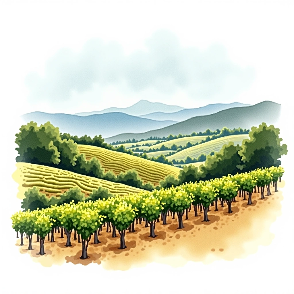 Maipo Valley wine region — watercolor illustration