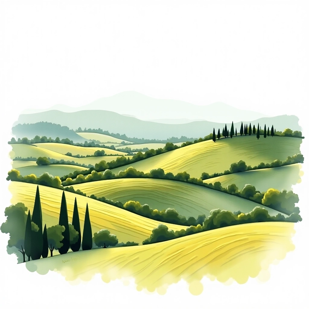 Maremma Toscana wine region — watercolor illustration