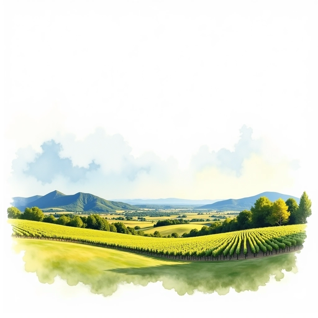 Marlborough wine region — watercolor illustration