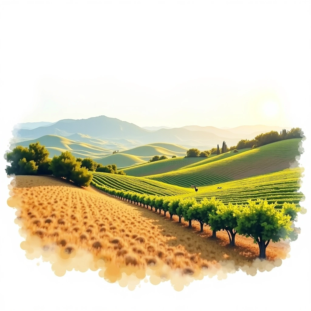 Marsala wine region — watercolor illustration