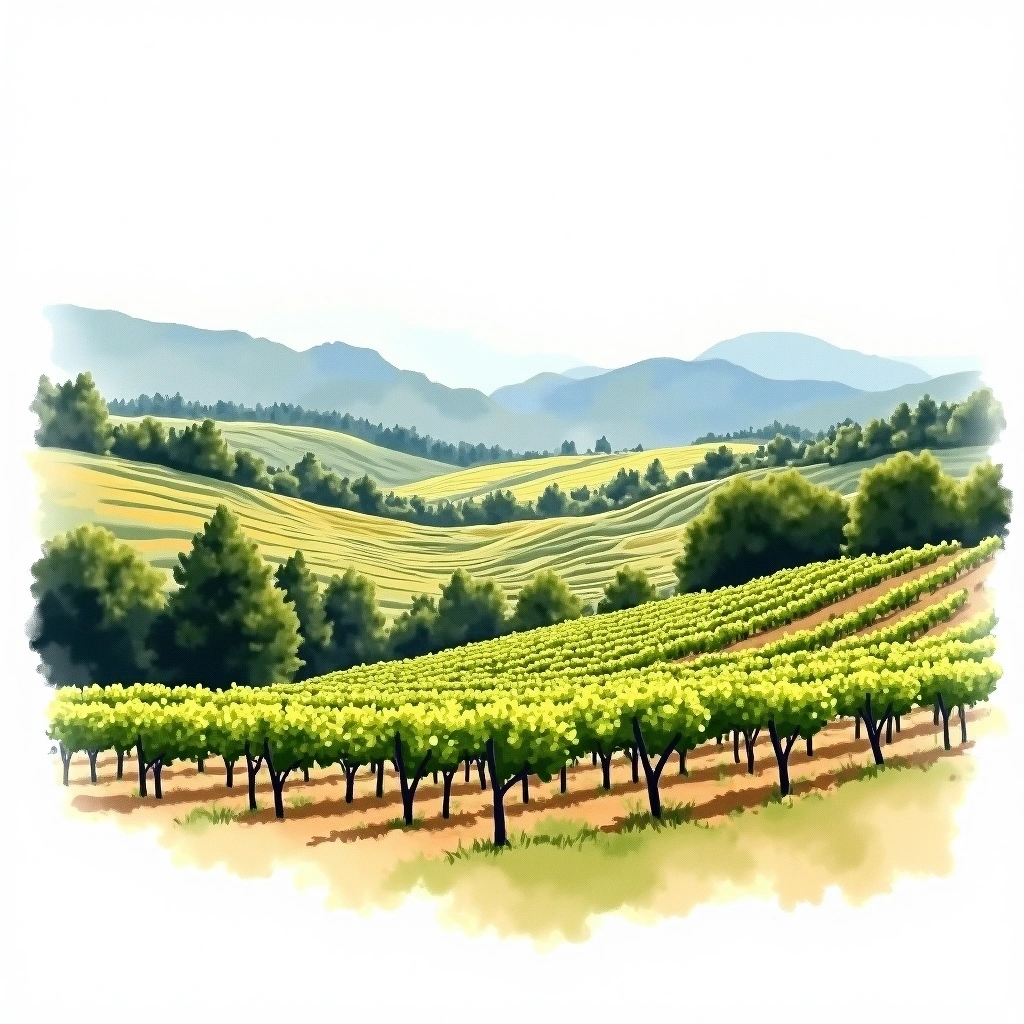 Martinborough wine region — watercolor illustration