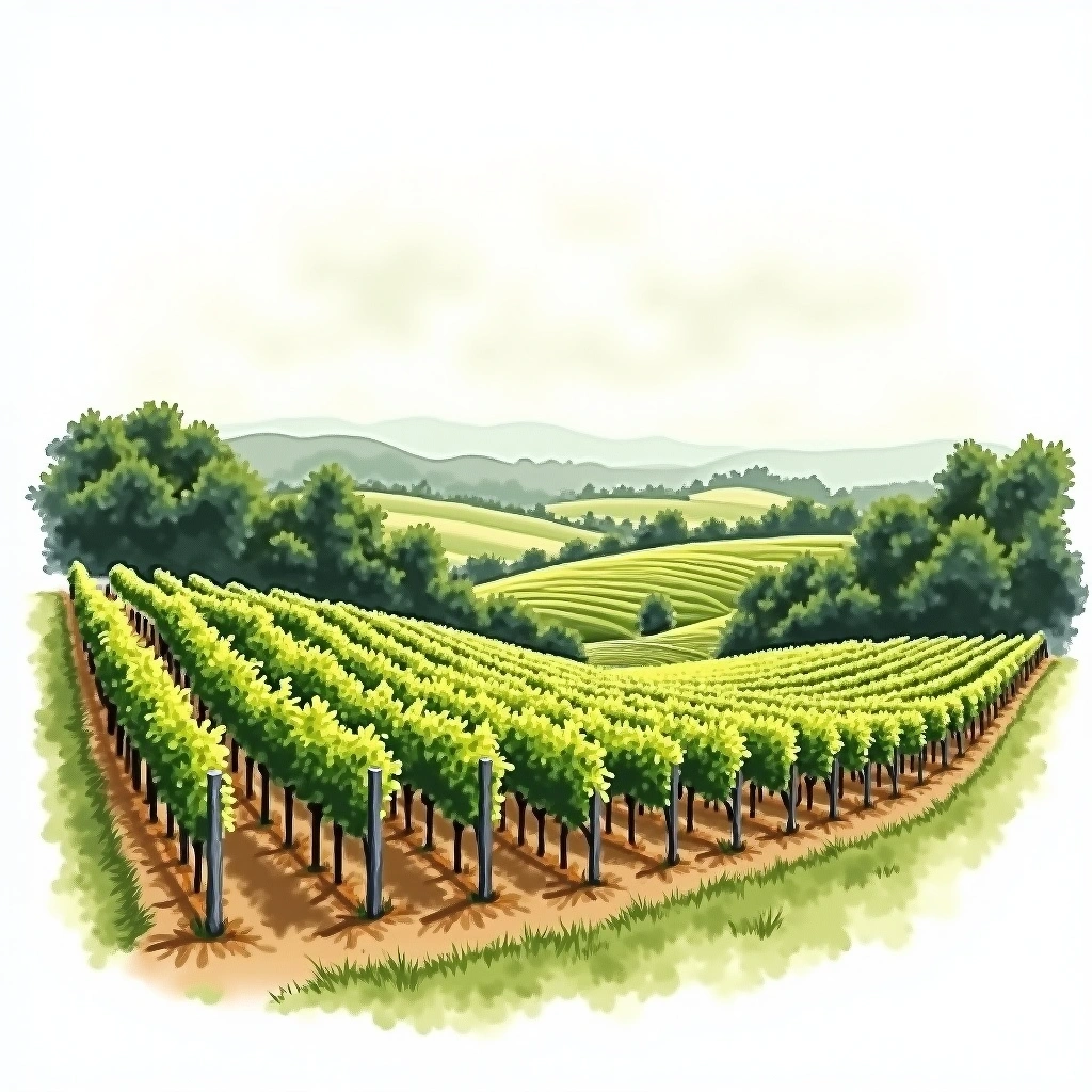 Maryland wine region — watercolor illustration