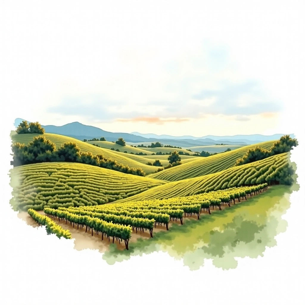 McLaren Vale wine region — watercolor illustration