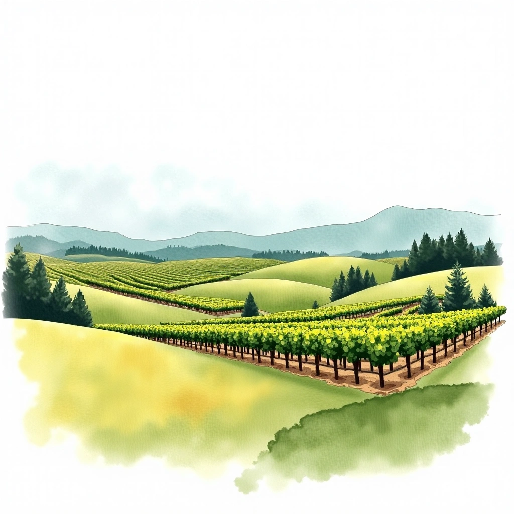 McMinnville wine region — watercolor illustration
