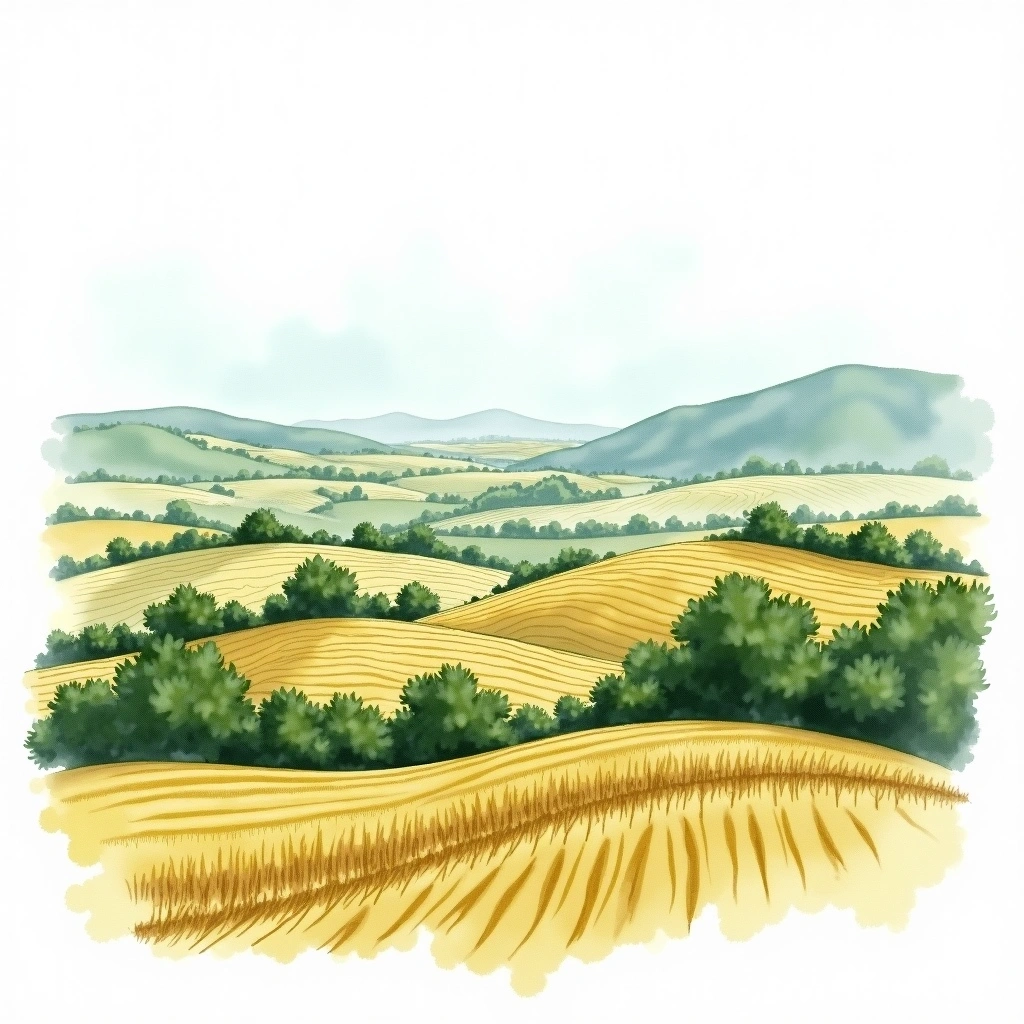 Méditerranée wine region — watercolor illustration